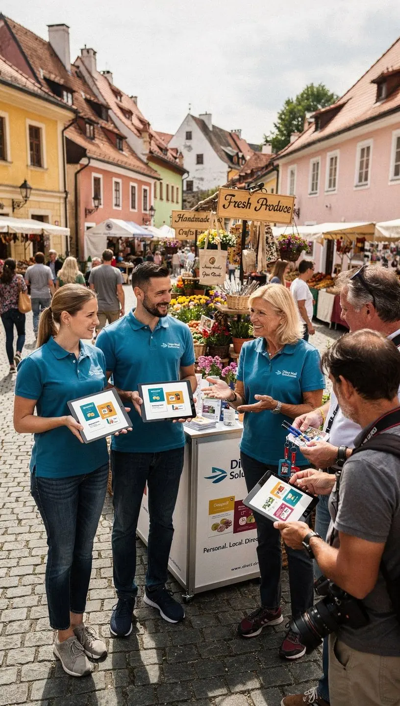 Mapa České republiky s vyznačenými oblastmi pro distribuci marketingových materiálů.